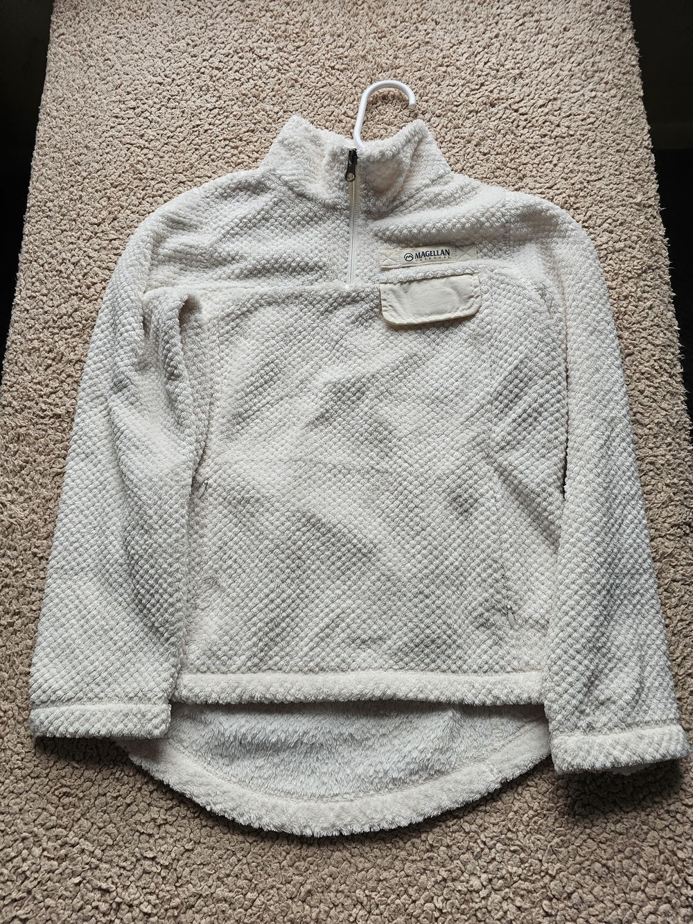 Magellan Outdoors Women's Cream Sherpa Quarter-Zip Pullover